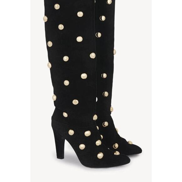 Chloe Eve Over The Knee Stud Boot in Black Suede 40 - Picture 3 of 5